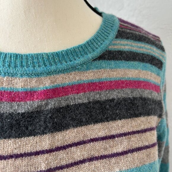 KEW LONDON 100% Extra Fine Merino Wool Crewneck Striped Sweater Size Extra Large - Picture 4 of 9